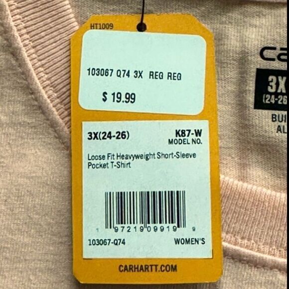 Carhartt Loose Fit Heavyweight Short Sleeve T-Shirt Light Coral Color 3X (24-26) - Picture 3 of 4